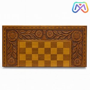 تخته نرد چوبی تمام گردو طرح گل و بوته