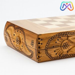 تخته نرد چوبی ریشه گردو طرح لبه تخت شفره