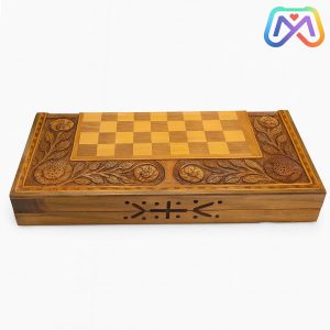تخته نرد چوبی تمام گردو طرح گل و بوته