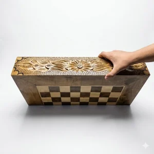تخته نرد چوب گردو دور منبت 60 سانت